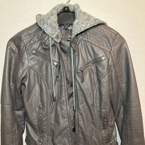 Leather Jacket with removable hood